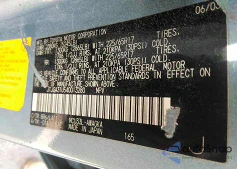 2004 Lexus Rx 330 из США, поврежденный, VIN JTJGA31U540013280